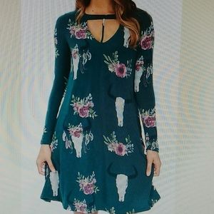 Berry N Cream country western skull print dress